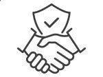 Handshake and shield line icon. International agreement concept with check mark. World partnership linear symbol. Vector isolated on white.